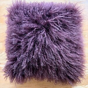 Aubergine Faux Fur Pillow with removable insert